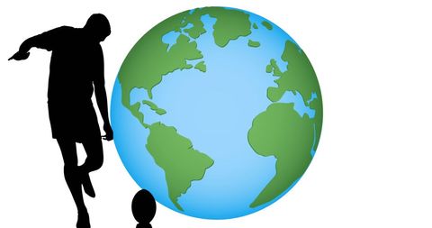 Rugby Player Silhouette with Global Theme