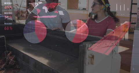 Diverse Workers Analyzing Data Visualization in Warehouse