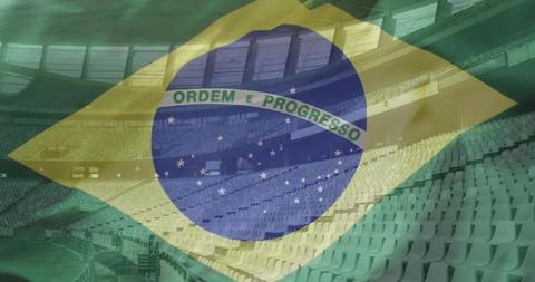 Flags Embrace Brazilian Pride in Empty Stadium Setting - Download Free Stock Images Pikwizard.com