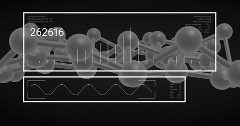 Conceptual digital data interface on dna strand background