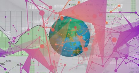 Interconnected Global Network and Data Visualization