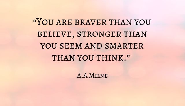 This poster features an encouraging quote from A.A. Milne over a soothing pastel background. Perfect for offices, classrooms, and home decor, this poster promotes positivity and self-belief. It can be used in presentations, as social media content, or for personal inspiration.