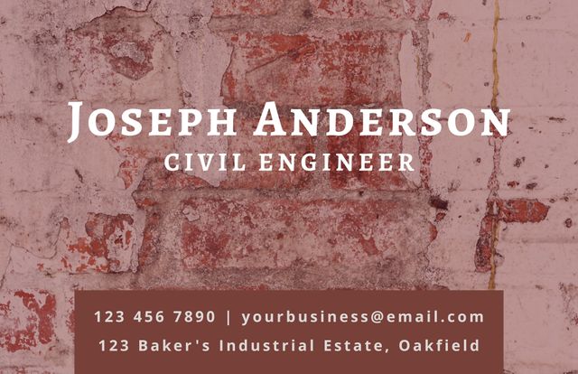 Civil Engineer Business Card with Weathered Brick Background - Download Free Stock Templates Pikwizard.com