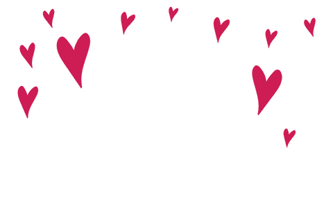 Red heart symbols on transparent background for love-themed design