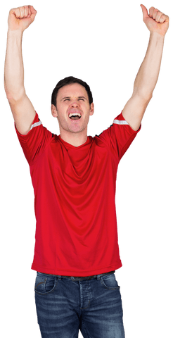 transparent cheering football fan in red jersey celebrating success - Download Free Stock Videos Pikwizard.com