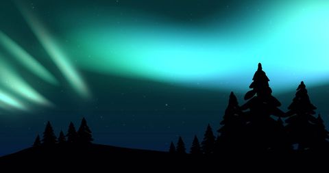 Aurora Borealis Over Snow-Covered Winter Forest at Night - Download Free Stock Images Pikwizard.com