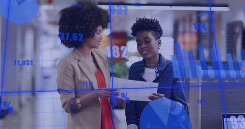 Innovative Team Analyzes Financial Trends in Modern Office