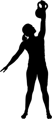 Woman Silhouette Lifting Dumbbell on Transparent Background