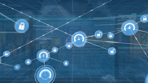 Digital Network Security Concept with Speedometer Icons