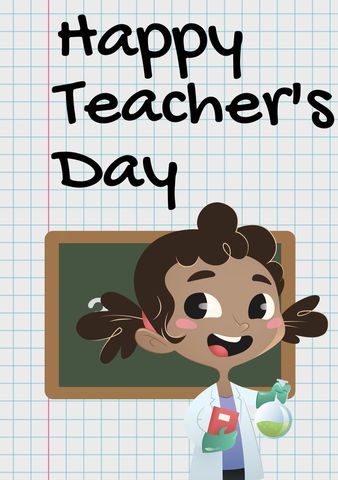 Cheerful Cartoon Teacher Celebrating Teacher's Day with Enthusiasm - Download Free Stock Templates Pikwizard.com