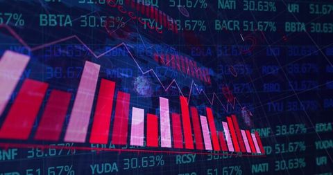 Digital graphs and financial data on screen