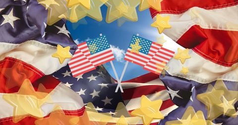 USA Flags with Yellow Stars for Patriotic Celebrations