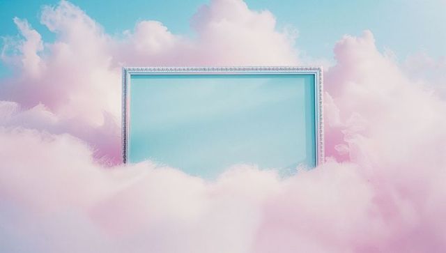 Ethereal frame on cotton candy clouds