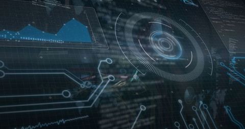 High-Tech Data Interface with Digital Graphs and Circuitry - Download Free Stock Images Pikwizard.com