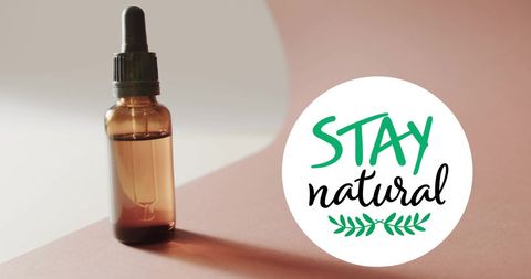 Organic Beauty Oil Bottle with Stay Natural Message for Wellness