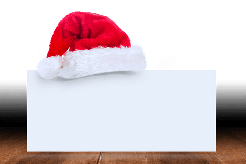 Santa Hat on Blank Christmas Card with Transparent Background