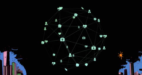 Digital Network Globe with Global Interface Icons