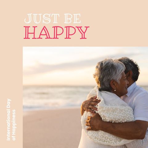 Senior Couple Embracing on Beach Celebrating Happiness
