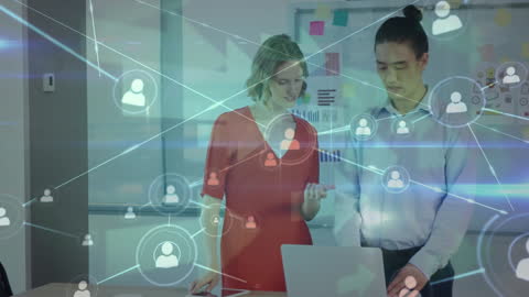 Diverse Business Professionals Exploring Digital Network Connections