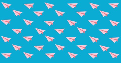 seamless pattern of pink paper planes on blue background - Download Free Stock Images Pikwizard.com