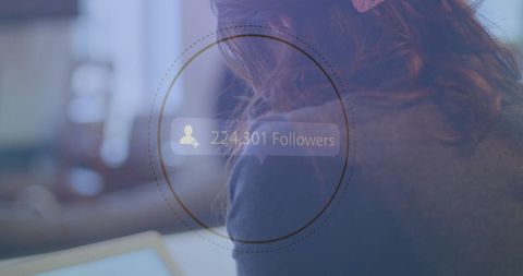 Social media growth vector with businesswoman engaging online