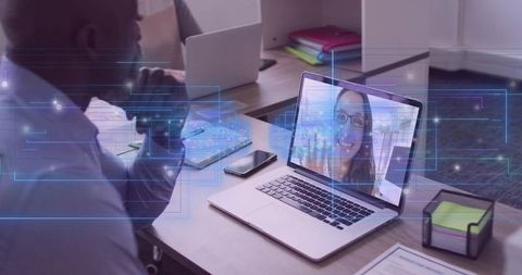 Professional virtual meeting between colleagues in modern office environment