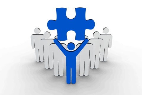 Community collaboration puzzle concept on transparent background