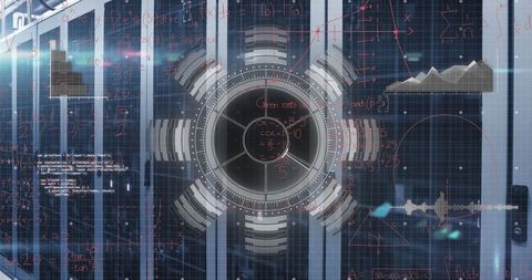 futuristic hud interface with complex algorithm interface on servers - Download Free Stock Images Pikwizard.com