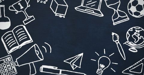 Education and school concepts doodles on chalkboard