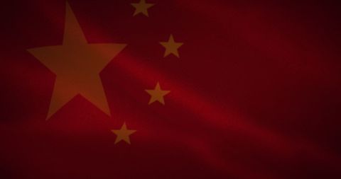 Waving Chinese Flag with Copy Space