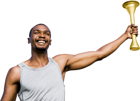 triumphant athlete holding sports trophy on transparent background - Download Free Stock Videos Pikwizard.com