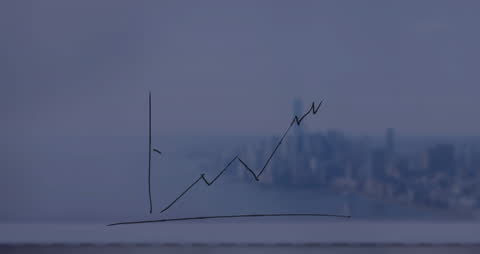 Analyzing Data Trends Over Cityscape Background