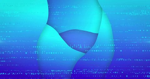 Flowing teal-cyan ribbons with dotted lines on digital gradient background for technology