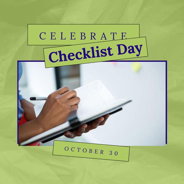 Perfect for promoting Checklist Day events and campaigns, this visual can be used in social media posts, blog articles, and newsletters. Emphasizes the importance of organization and planning with a vibrant and engaging design.
