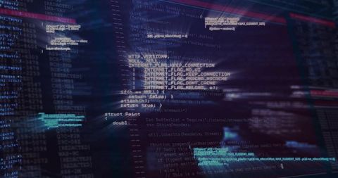 Glowing layered source code and terminal presenting HTTP flags and cybersecurity logs