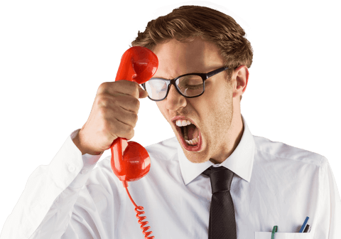 transparent angry businessman holding retro telephone - Download Free Stock Videos Pikwizard.com