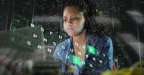 Businesswoman engaged in innovative computer security work