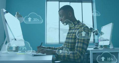 Businessman Analyzing Data with Cloud Computing Visualization - Download Free Stock Images Pikwizard.com