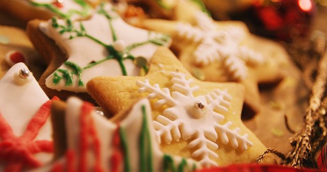 Close-up of christmas cookies on plate during christmas time 4k