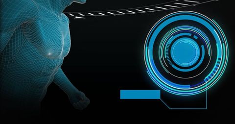 Digital athlete with futuristic data interface