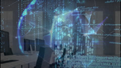 Global Network Technology in Futuristic Office