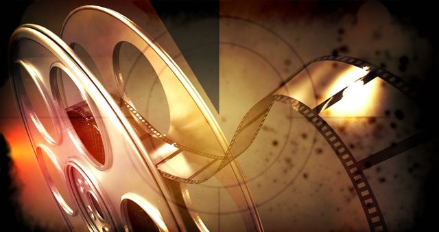 Vintage Film Reel with Moving Film Strip, Dramatic Background Lighting - Download Free Stock Images Pikwizard.com