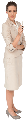 thoughtful businesswoman holding pen transparent background - Download Free Stock Videos Pikwizard.com