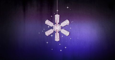 Glowing Snowflake Hanging in Starry Night Sky