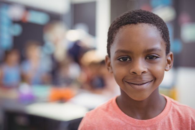 Smiling African American Schoolboy in Classroom - Download Free Stock Photos Pikwizard.com