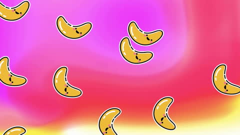 Vibrant Yellow Shapes Falling on Pink Gradient