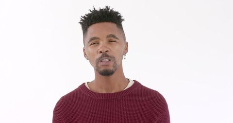 Thoughtful African American Man in Casual Sweater Mood