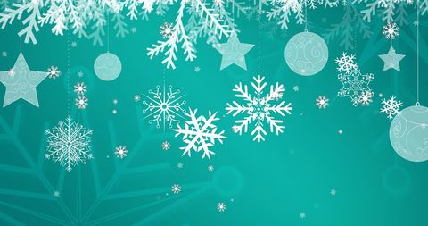 Holiday Season Blue Background with Snowflakes and Stars