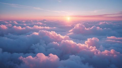 sunrise over majestic cloud blanket with soft lighting - Download Free Stock Images Pikwizard.com