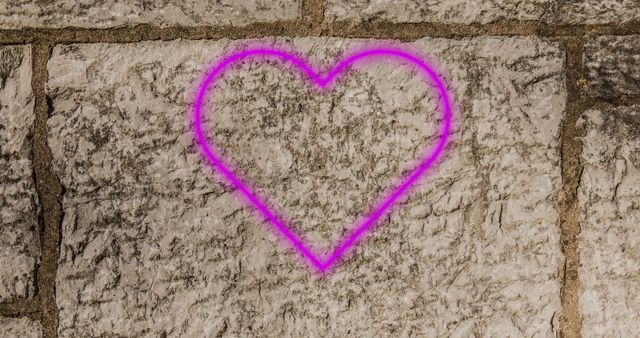 Pink Neon Heart Sign on Stone Brick Wall Background - Download Free Stock Images Pikwizard.com